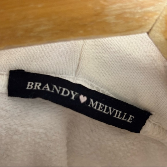 Brandy Melville White Hoodie with Butterfly Embroidery - Picture 7 of 9